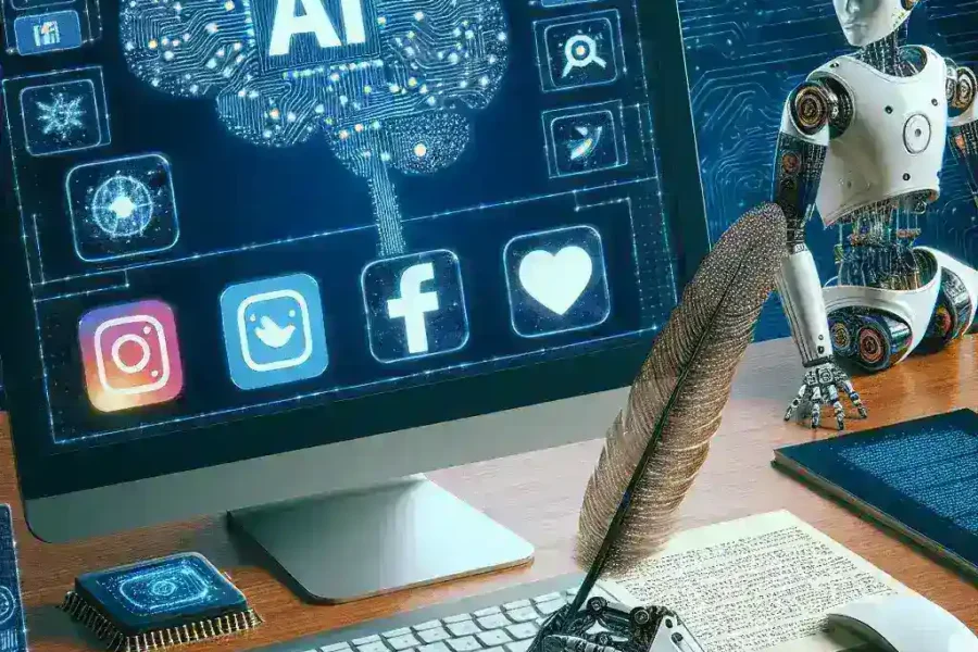 "Ejemplo de texto generado por inteligencia artificial para redes sociales, mostrando estrategias efectivas para mejorar el engagement y la creatividad en publicaciones."